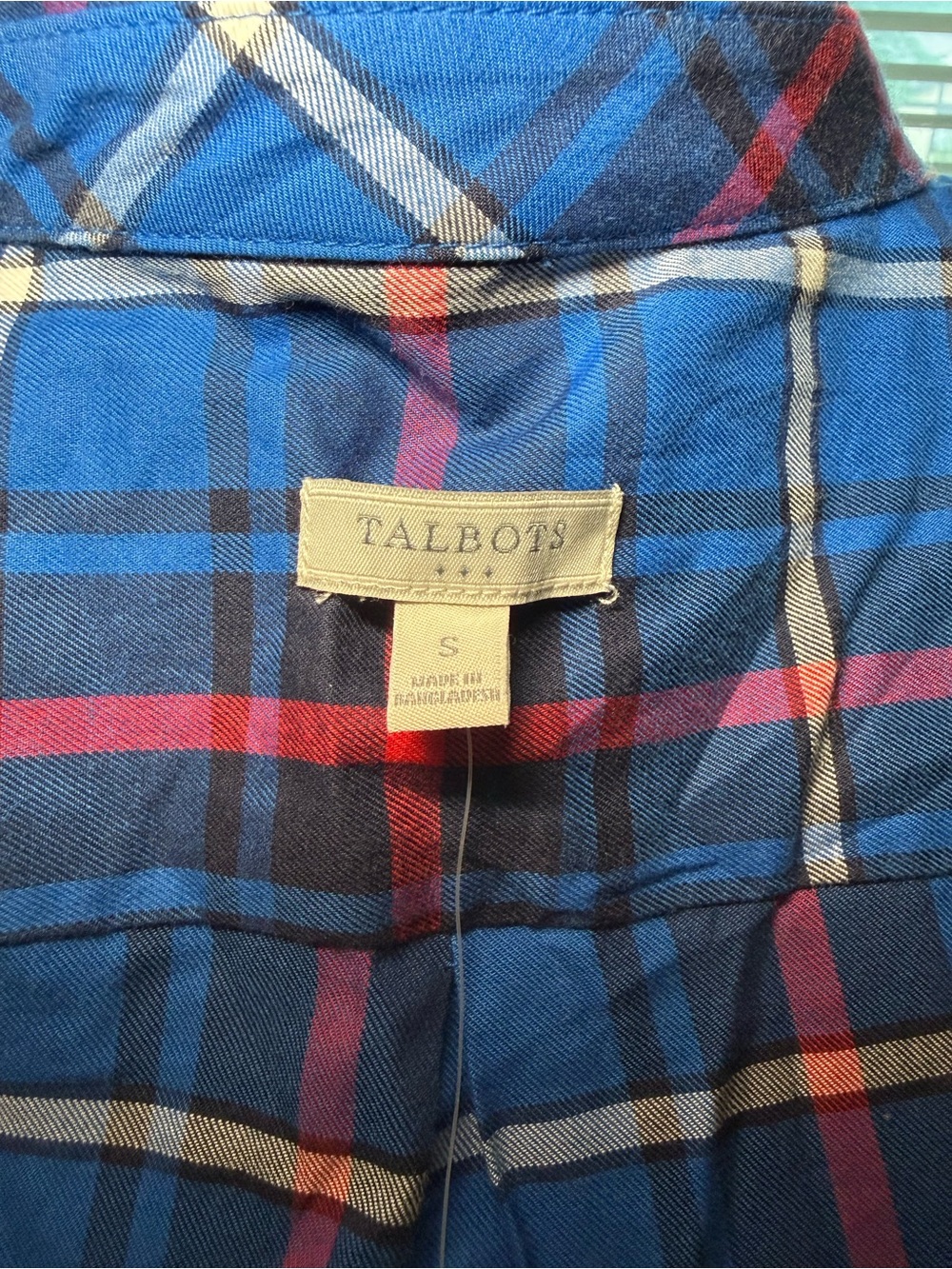 Talbot Classic Blue Plaid Button-Up Shirt - Picture 3 of 4